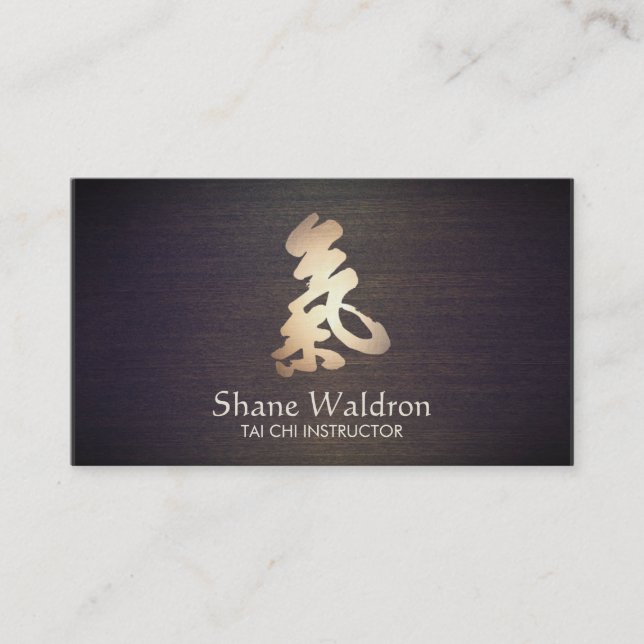 Carte De Visite Symbole Tai Chi Yoga et méditation Bois Look (Devant)