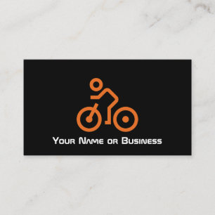 Carte De Visite Symbole vélo orange moderne sur cycliste noir