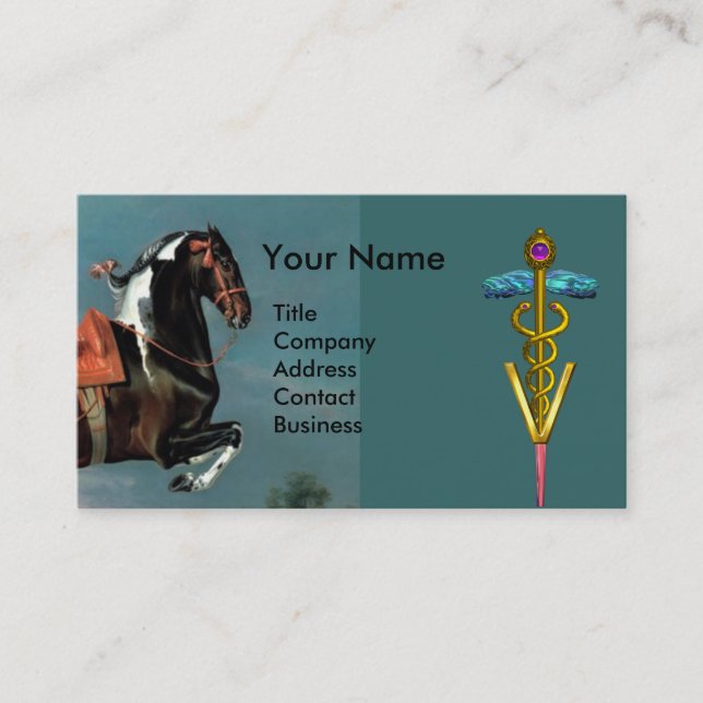 CARTE DE VISITE SYMBOLE VÉTÉRINAIRE CADUCÉ ET OR (Devant)