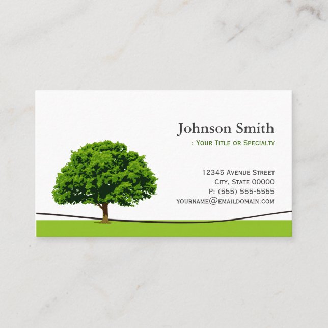 Carte De Visite Symbole Wise Oak Tree - Service d'arbre profession (Devant)
