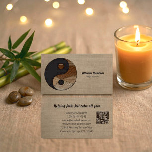 Carte De Visite Symbole Yin-Yang Code QR Méditatif Apaisant 