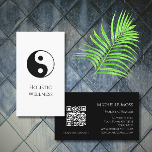 Carte De Visite Symbole Yin Yang simple Wellistic Wellness Code QR