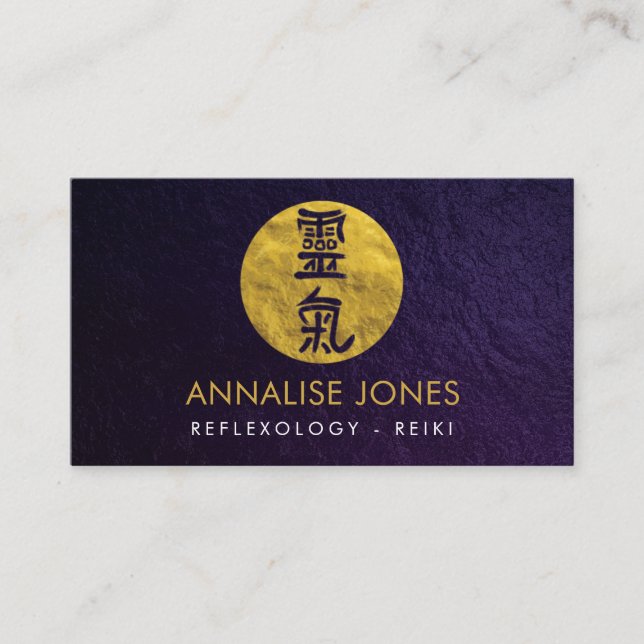 Carte De Visite Symboles curatifs de Reiki en cercle d'or (Devant)