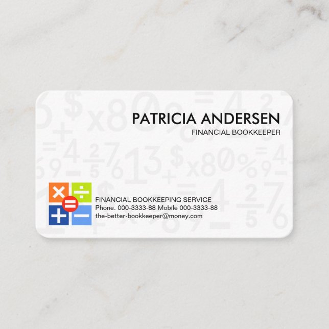 Carte De Visite Symboles de numéro de comptabilité créative (Devant)