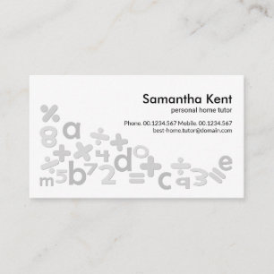 Carte De Visite Symboles mathématiques créatifs Alphabets Home Tut