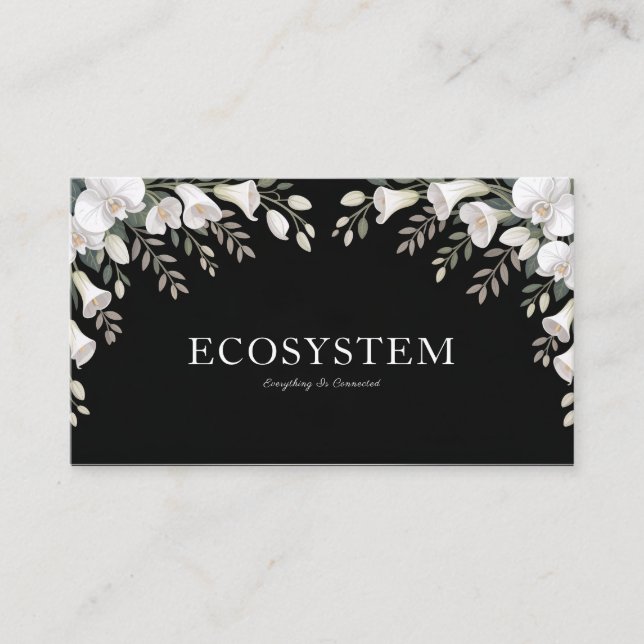 Carte De Visite Sympathie blanche élégante et noire orchidée (Devant)
