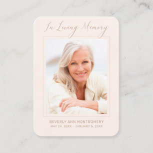 Carte De Visite Sympathie Photo Simple Blush Funeral Card