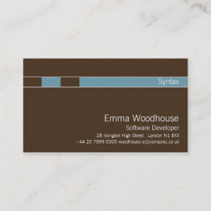 Carte De Visite Syntaxe brun chocolat et bleu de bleuet