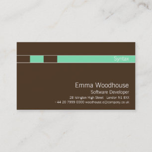 Carte De Visite Syntaxe brun chocolat et bleu vert