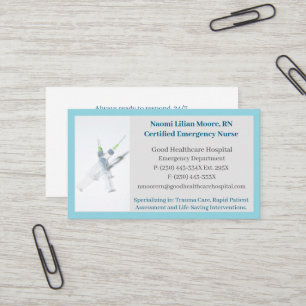 Carte De Visite Syringes bleus Soins de santé Infirmière inscrite 