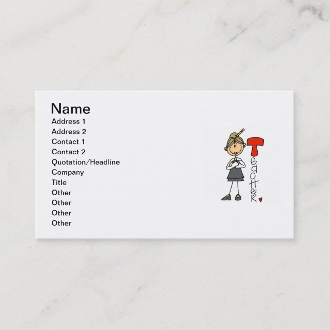 Carte De Visite T est pour le professeur (Devant)