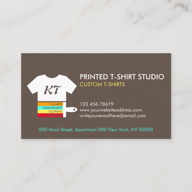 Carte De Visite T-Shirts Brown Personnalisés Au Chocolat Sacs Vête (Devant)