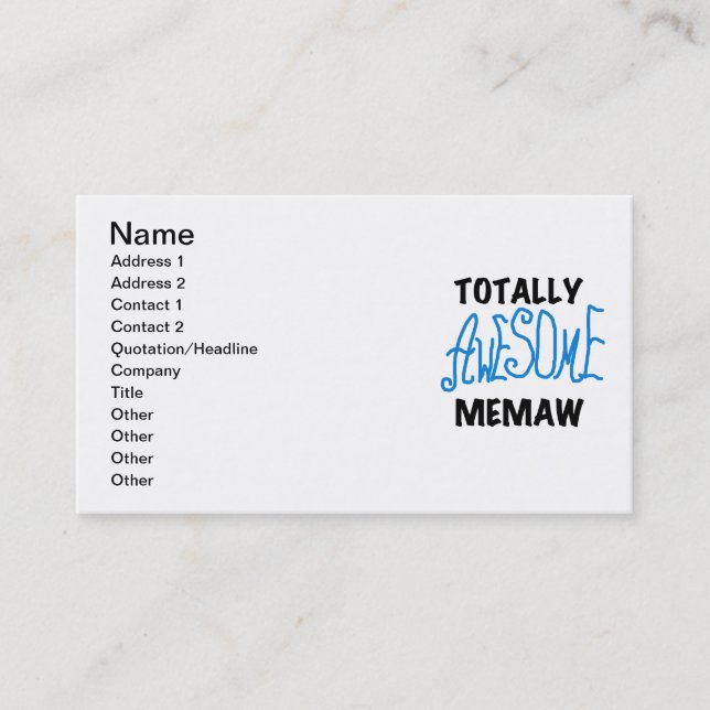 Carte De Visite T-shirts et cadeaux bleus totalement (Devant)