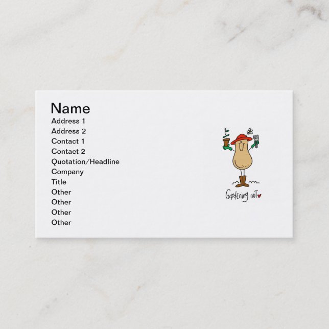 Carte De Visite T-shirts et cadeaux de jardinage d'écrou (Devant)