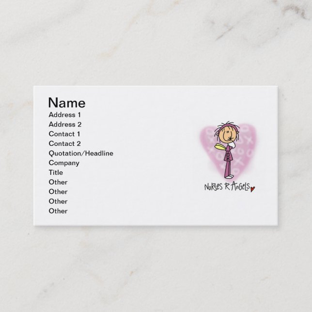 Carte De Visite T-shirts et cadeaux des infirmières R Angels (Devant)