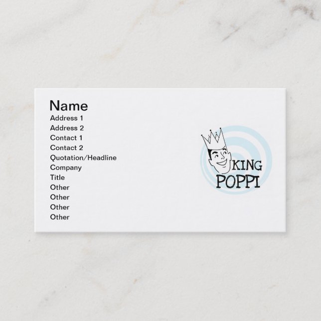 Carte De Visite T-shirts et cadeaux King Poppi (Devant)
