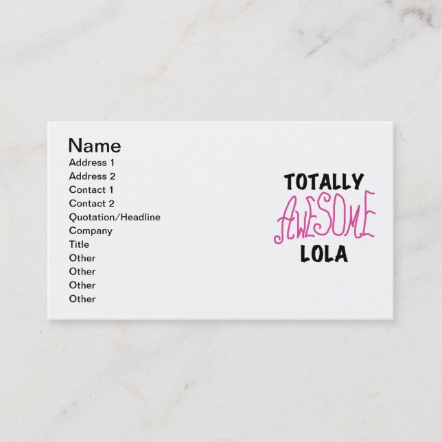 Carte De Visite T-shirts et cadeaux Lola rose totalement géniaux (Devant)