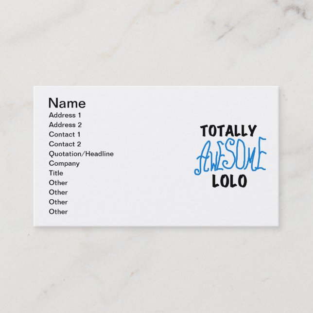 Carte De Visite T-shirts et cadeaux Lolo bleu absolument géniaux (Devant)