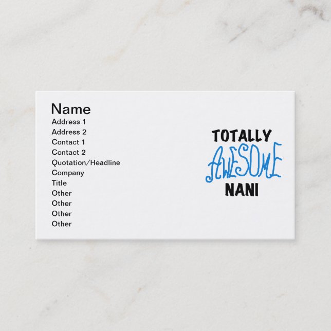Carte De Visite T-shirts et cadeaux Nani totalement géniaux en ble (Devant)