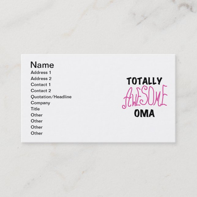 Carte De Visite T-shirts et cadeaux Oma Pink absolument géniaux (Devant)