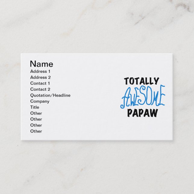 Carte De Visite T-shirts et cadeaux Papaw absolument géniaux (Devant)