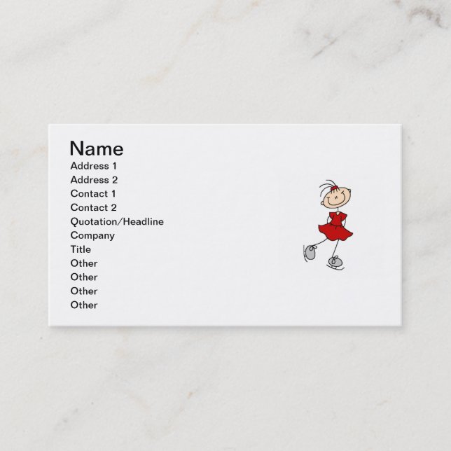 Carte De Visite T-shirts et cadeaux rouges de patineur de glace de (Devant)