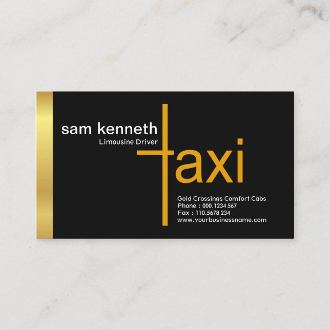 Carte De Visite Tab minimaliste d'or élégant Taxi noir ordinaire (Devant)