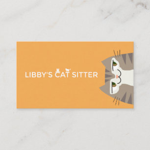 Carte De Visite Tabby Cat Pet Sitting Code QR