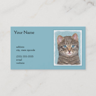 Carte De Visite Tabby Gris Peinture Chat - Cute Original Art Chat