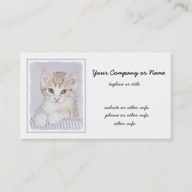 Carte De Visite Tabby Orange Kitten Peinture - Art Chat original (Devant)