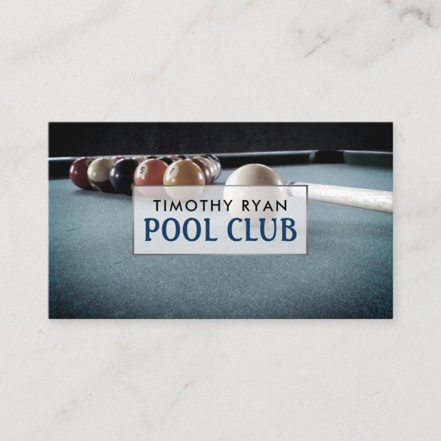 Carte De Visite Table Billard, Pool Club, Lecteur De Billard (Devant)