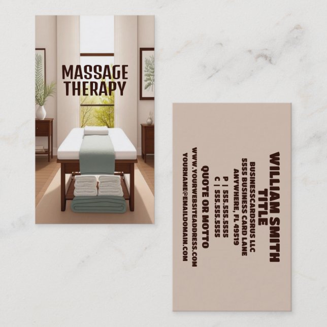 Carte De Visite Table de massage du thérapeute (Devant / Derrière)