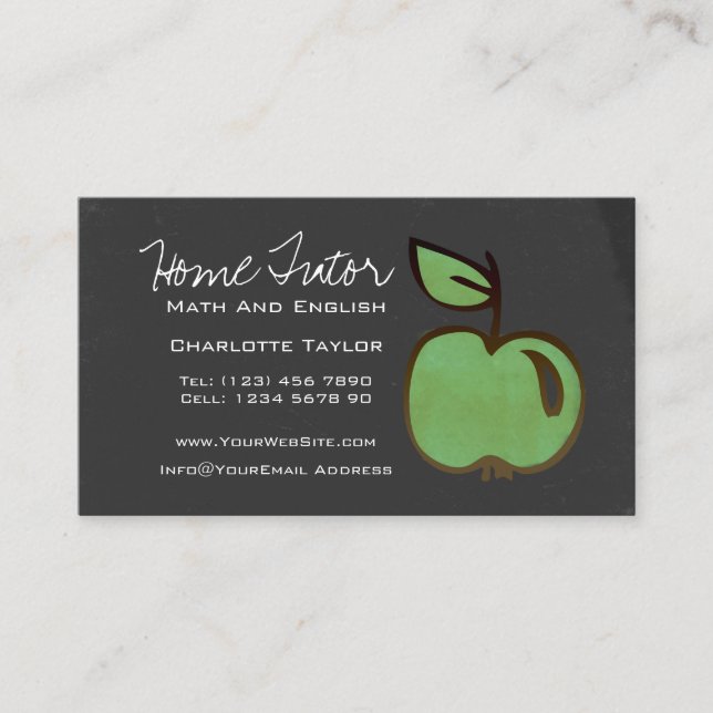 Carte De Visite Tableau à la maison d'Apple de vert de professeur (Devant)