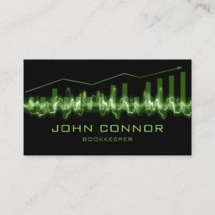 Carte De Visite Tableau chronologique vert du comptable Financial 