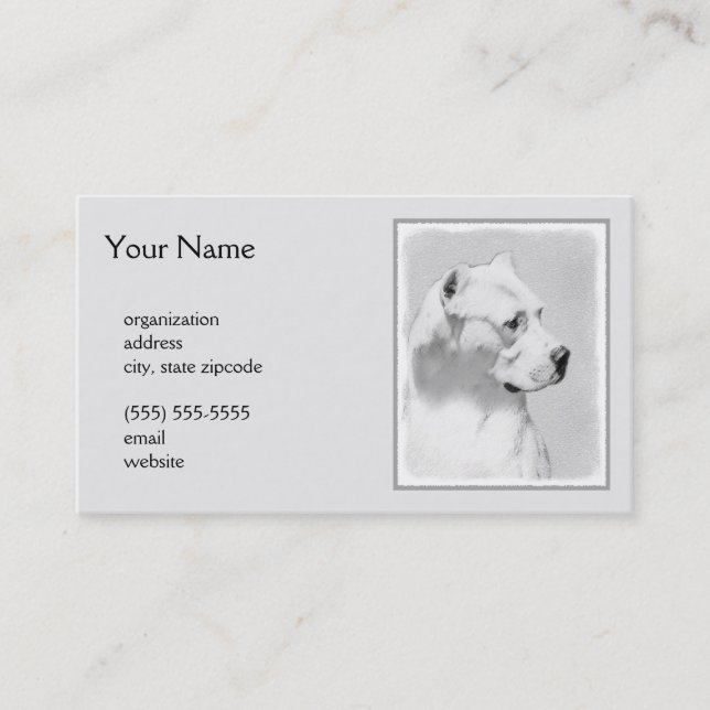 Carte De Visite Tableau Dogo Argentino - Art Chien original (Devant)