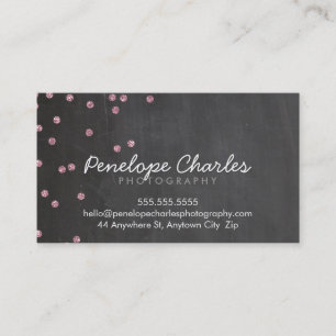 Carte De Visite Tableau noir POINTS parties scintillant rose bébé