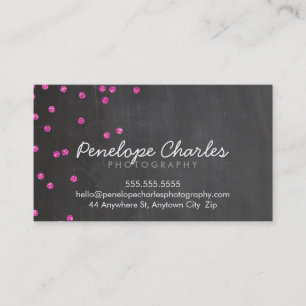 Carte De Visite Tableau noir POINTS parties scintillant rose chaud