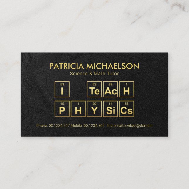 Carte De Visite Tableau périodique de Black Grunge "I Teach Physic (Devant)