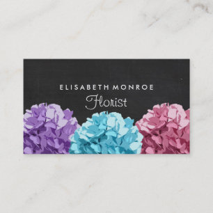 Carte De Visite Tableau pourpre, bleu et rose Floristry