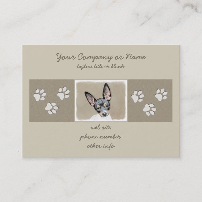 Carte De Visite Tableau Rat Terrier - Cute Original Chien Art (Devant)