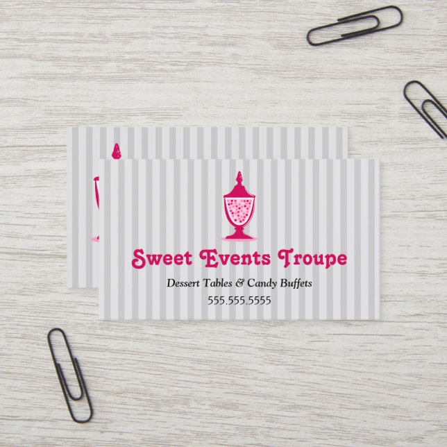 Carte De Visite Tableaux roses gris de dessert de buffet de (Devant/Arrière en situation)