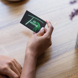 Carte De Visite Tabouret vert et tatouages fumés Script manuscrit