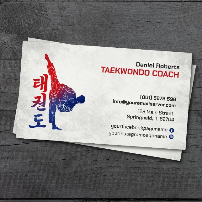 Carte De Visite Taekwondo Coach - Artiste martiale et symbole Hang (Créateur téléchargé)