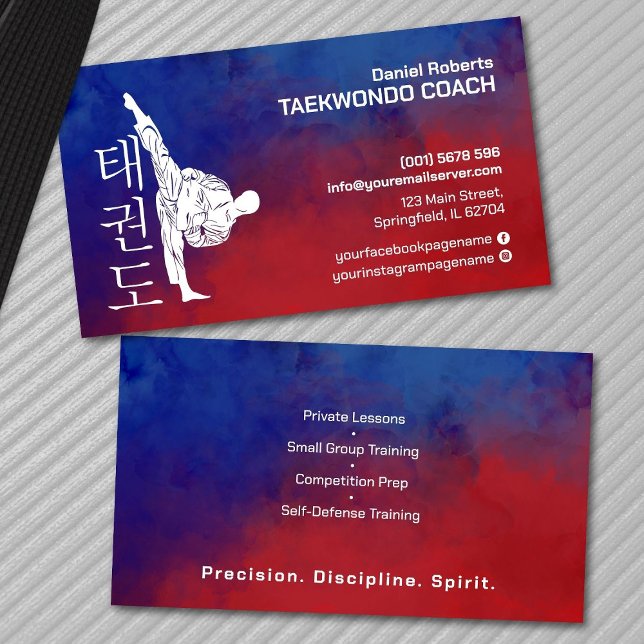 Carte De Visite Taekwondo Coach - Artiste martiale et symbole Hang (Créateur téléchargé)