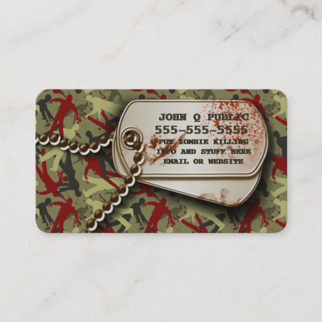 Carte De Visite Tags de Chien Camo Zombie (Devant)
