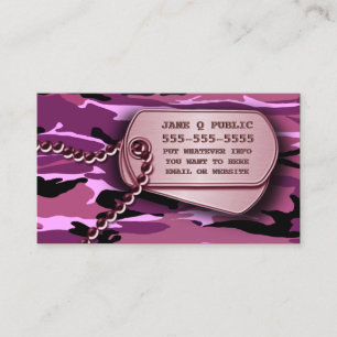 Carte De Visite Tags de Chien de Camo Rose