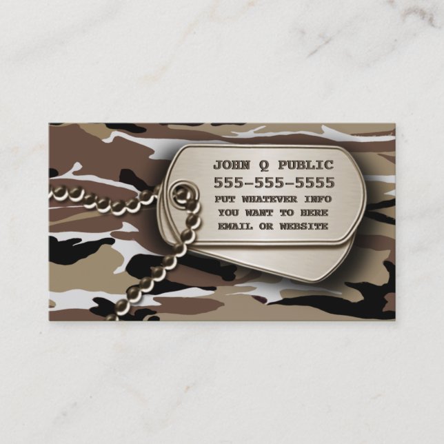 Carte De Visite Tags de Chien du désert Camo (Devant)