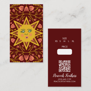 Carte De Visite Taille du prix Sun et Floral Code QR Balise de hac