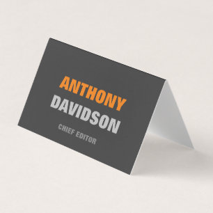 Carte De Visite Taille parfaite alternative Gris Orange Texte en g