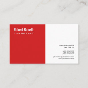 Carte De Visite Taille standard moderne blanche rouge simple